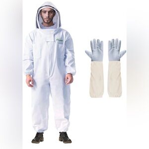 Professional Bee Suit for Men & Women with Gloves & Ventilated Hood Size Large
